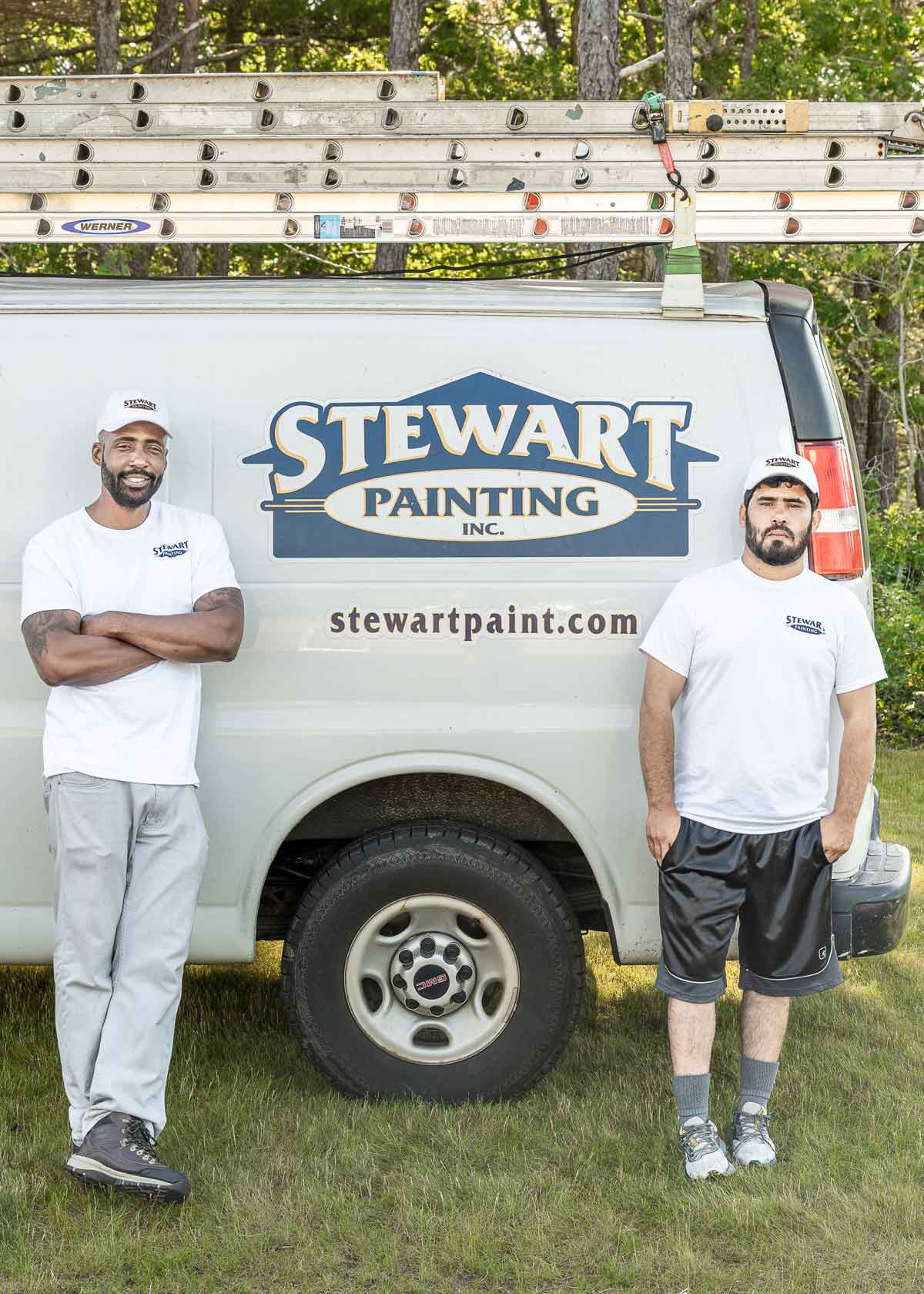 Wash Division Crew in front of Stewart Painting work van.